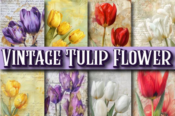 Download Vintage Tulip Flower Digital Paper - Premium Resources